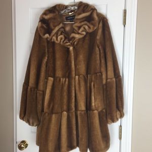 Jones NY Chestnut Color Faux Fur Swing Coat